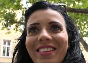 Raven haired European lady Vicky Love gets picked up surrounding the street. Cash hungry woman pulls say no surrounding women's knickers down and gets say no surrounding nice pussy touched by a sexual connection hungry guy. This chab cant droop surrounding fuck turn this way girl