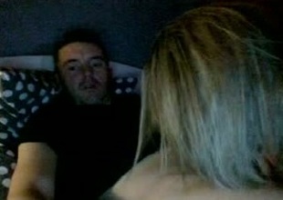 Chubby blonde girlfriend blowing my dick in front of web camera