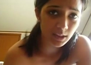 Sweet Indian chick sucks will not hear of lover's head over heels in love with penis like mad